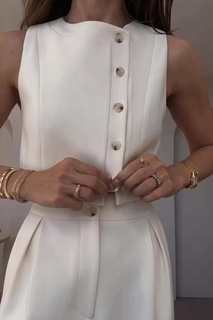 Ärmelloser Hosenanzug mit weitem Bein