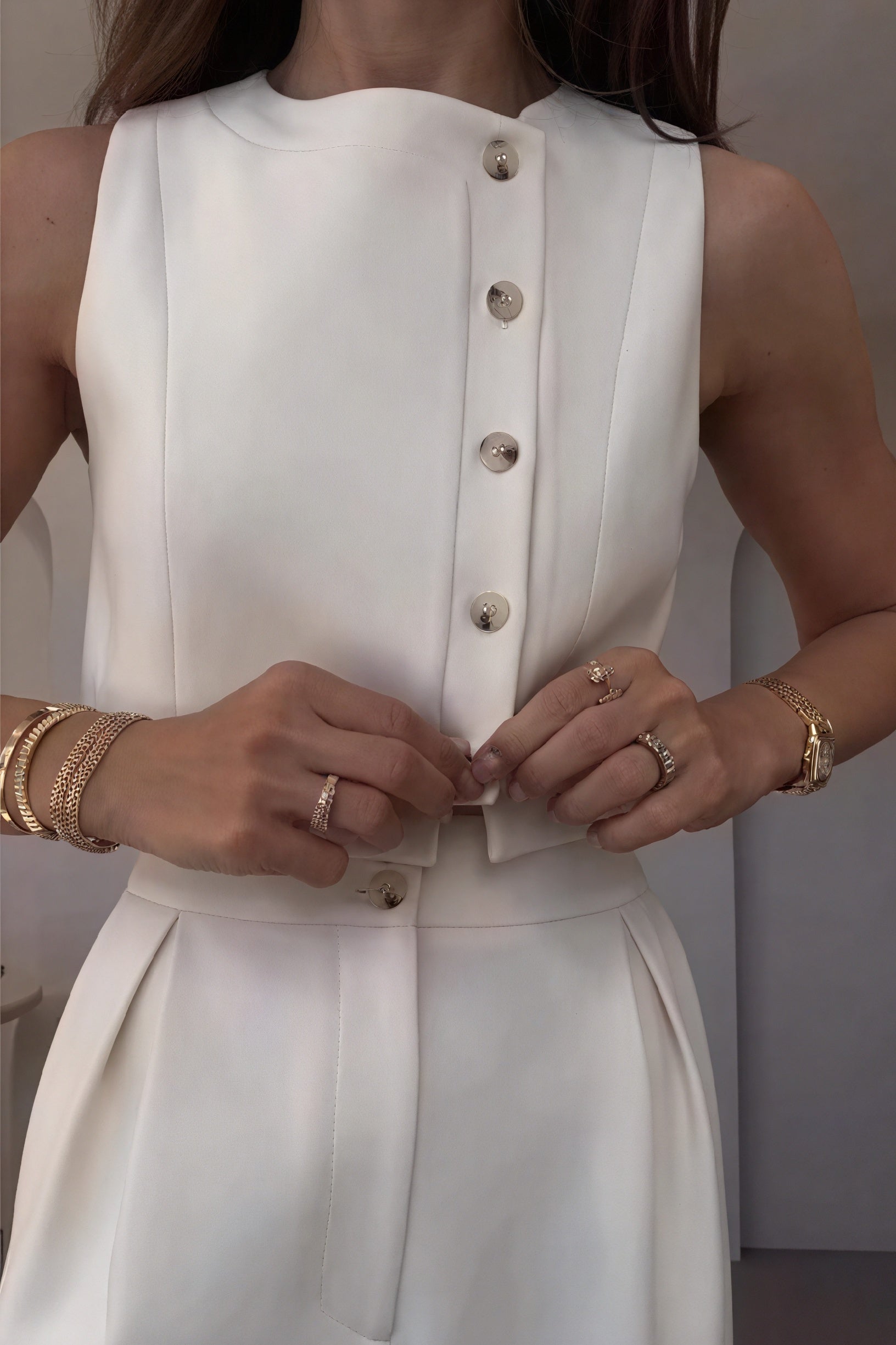 Ärmelloser Hosenanzug mit weitem Bein