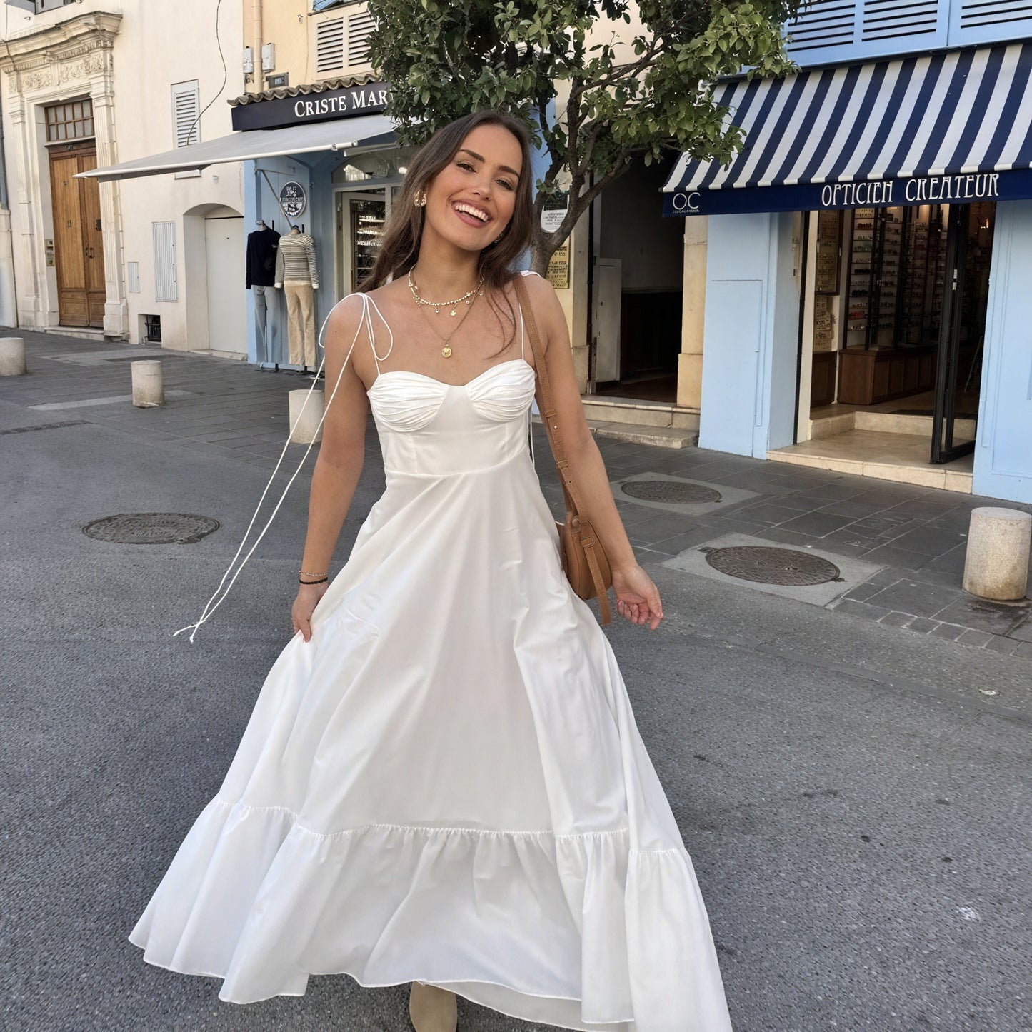 AVA MODA Damen Maxikleid – Weiß, Bustier, Gestuft, Spaghettiträger-81821-4af97af2-202b-4c45-b807-32146c6a5a40