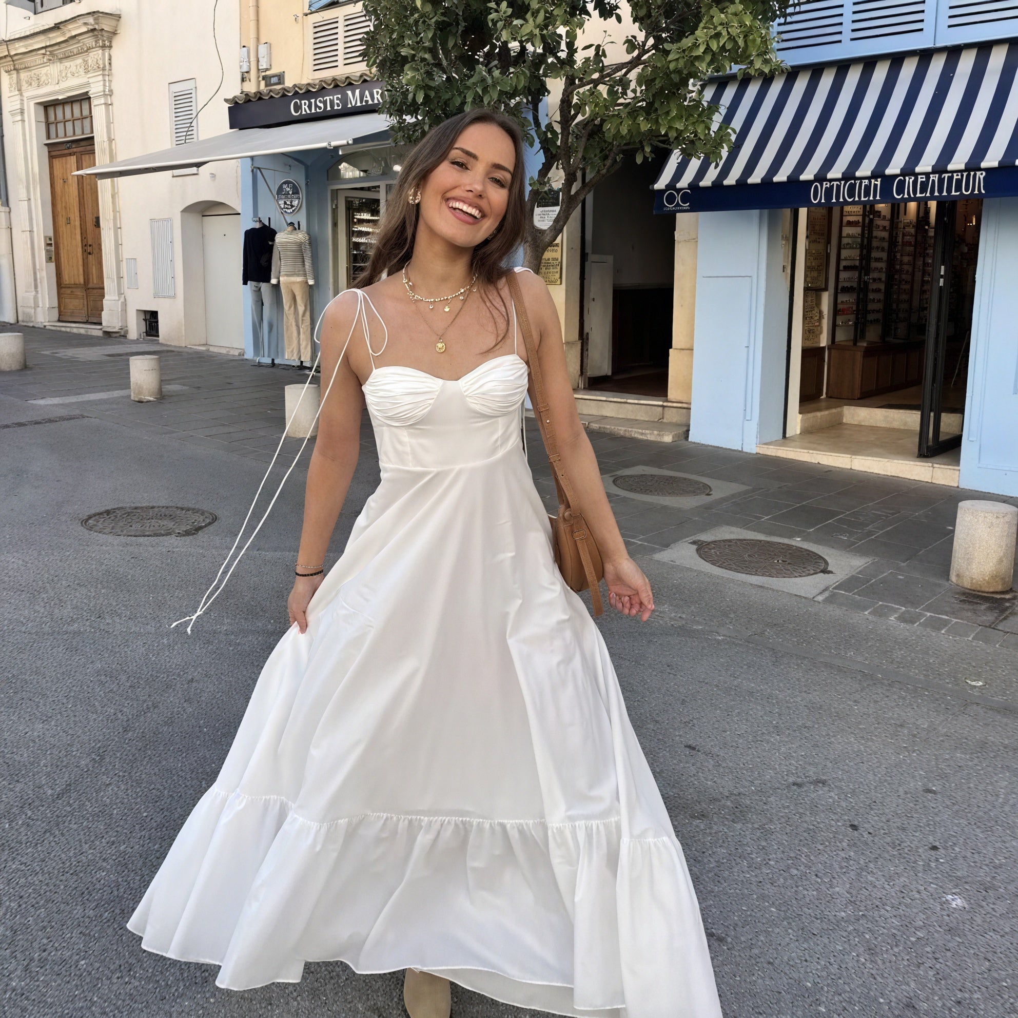 AVA MODA Damen Maxikleid – Weiß, Bustier, Gestuft, Spaghettiträger-81821-4af97af2-202b-4c45-b807-32146c6a5a40