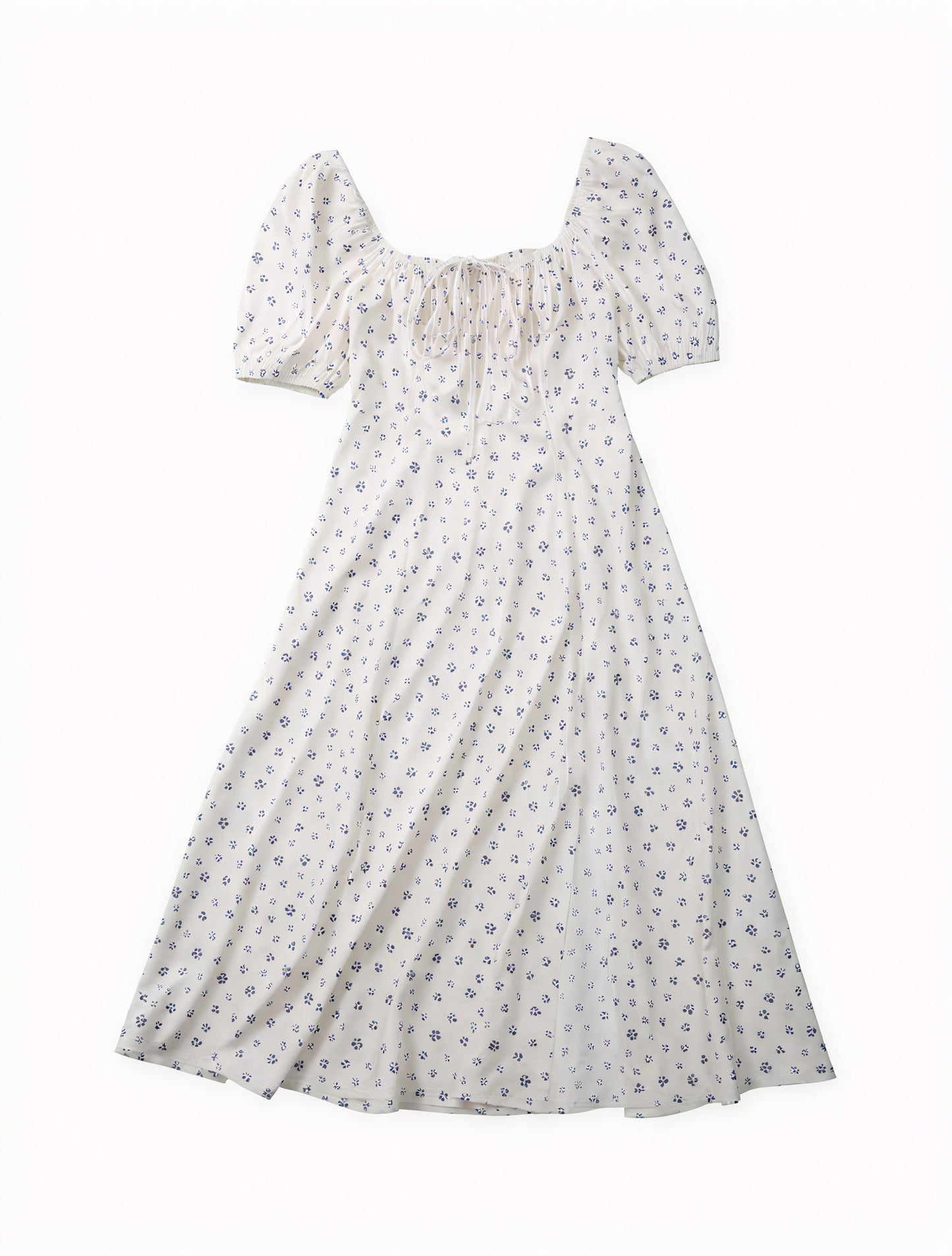 Geblümtes Maxikleid mit eckigem Ausschnitt, Puffärmeln, Bindedetail & hohem Schlitz – Romantischer Sommer-Look-82654-ef05ad92-0744-410a-ad85-94d147092514