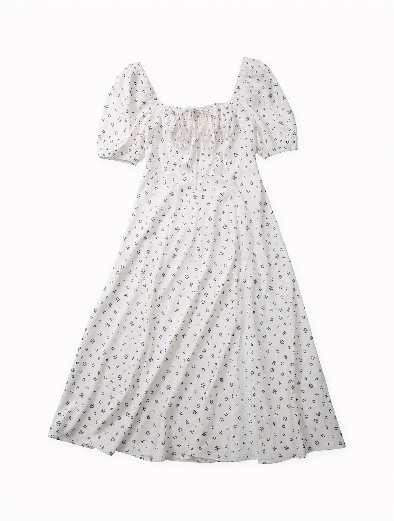 Geblümtes Maxikleid mit eckigem Ausschnitt, Puffärmeln, Bindedetail & hohem Schlitz – Romantischer Sommer-Look-82654-ef05ad92-0744-410a-ad85-94d147092514