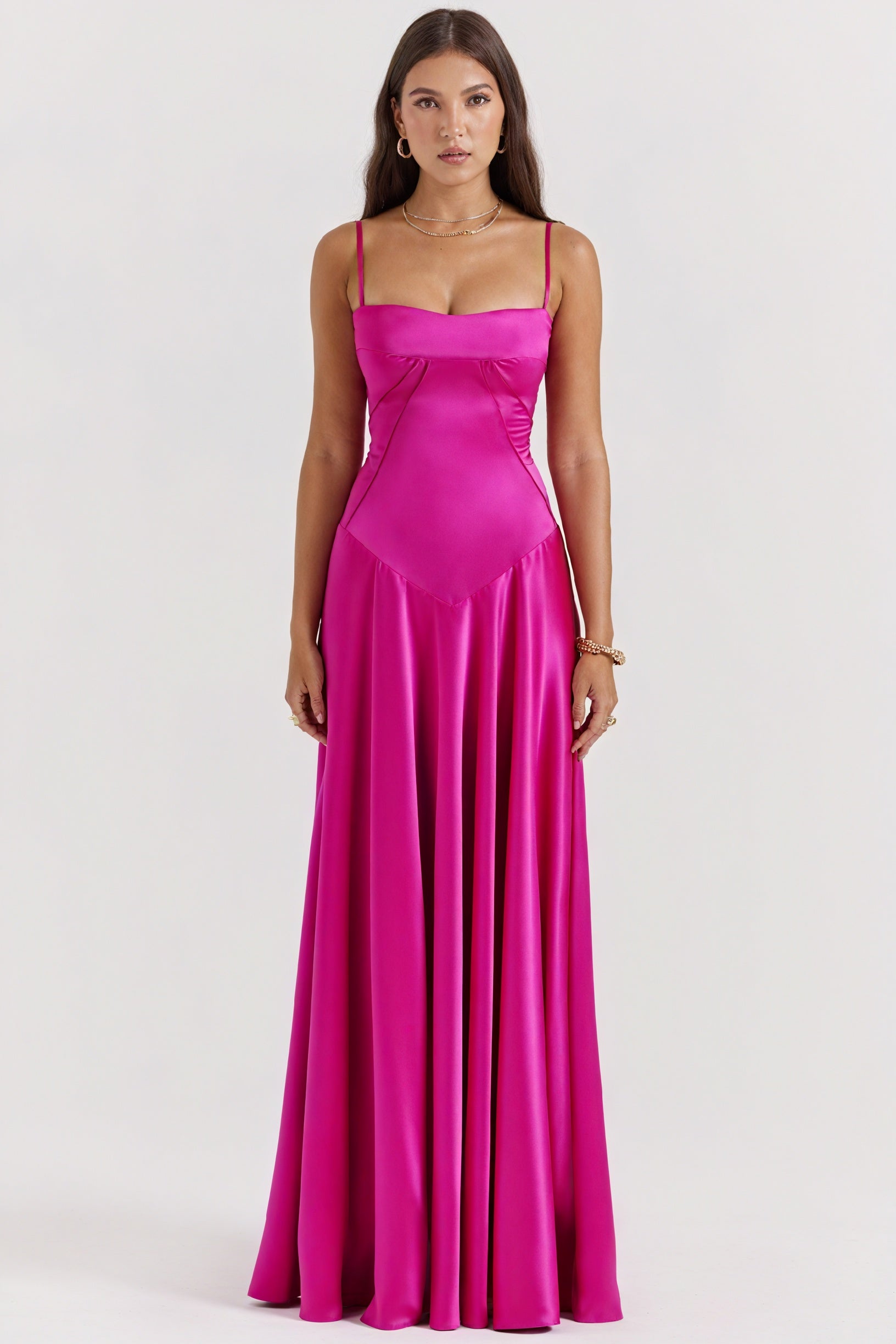 Couture-moda | Women's Elegant Midi Dress - Silky Slim Fit - Spaghetti Straps - Image 4