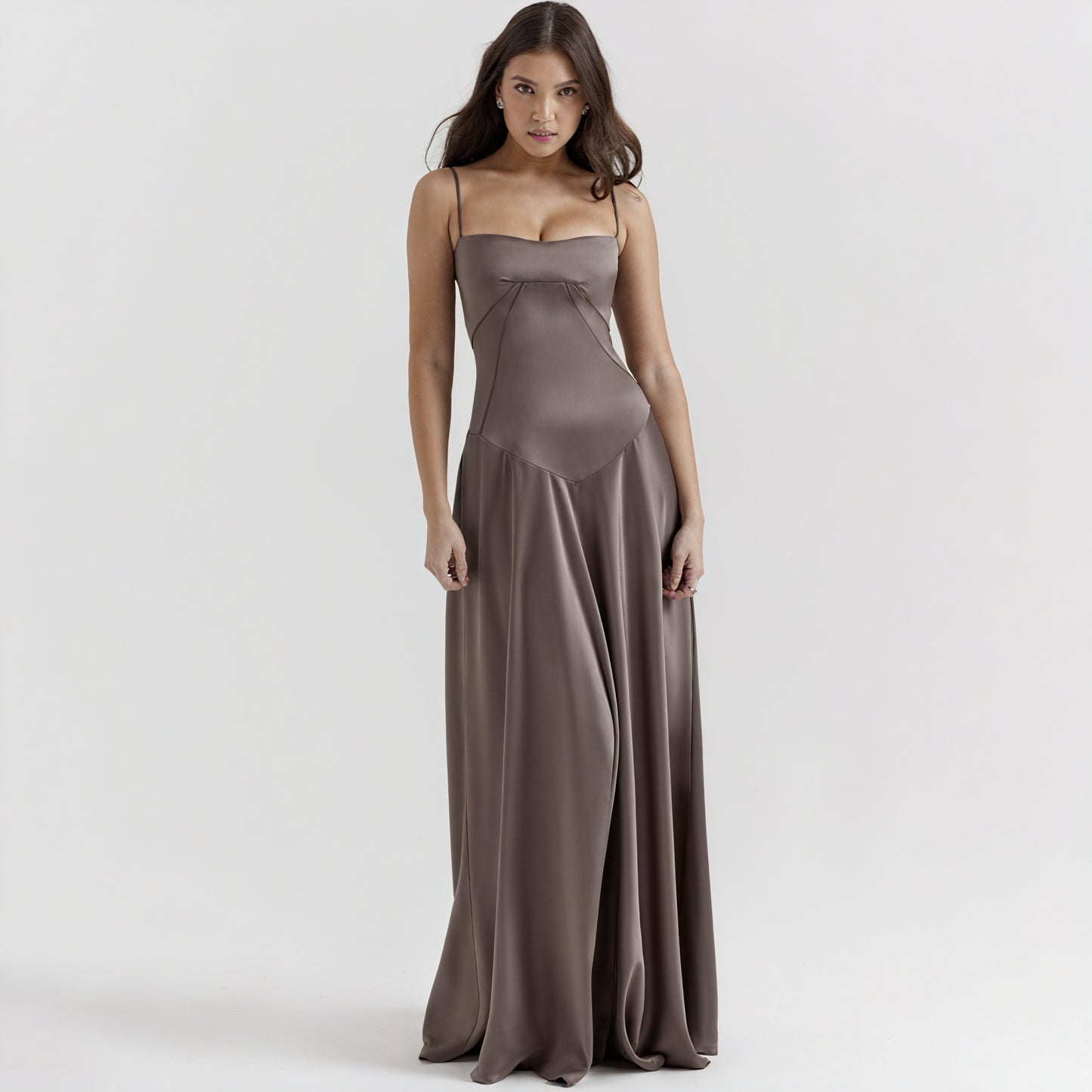 Couture-moda | Women's Elegant Midi Dress - Silky Slim Fit - Spaghetti Straps - Image 1