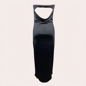 Courtney | Elegant Strapless Long Satin Look Dress - Image 5