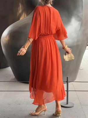 Whitney | Elegant Soft V-Neck Silk Dress for Women - Image 11