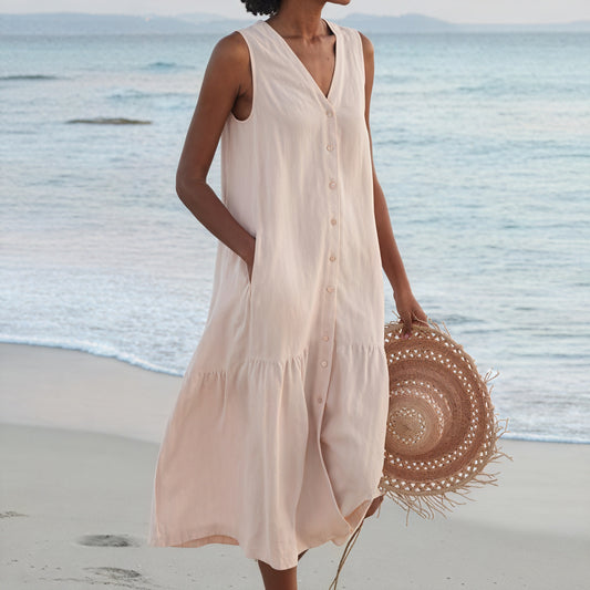 Sheila | Elegant Button-Down Summer Dress for Comfort and Style - Image 1