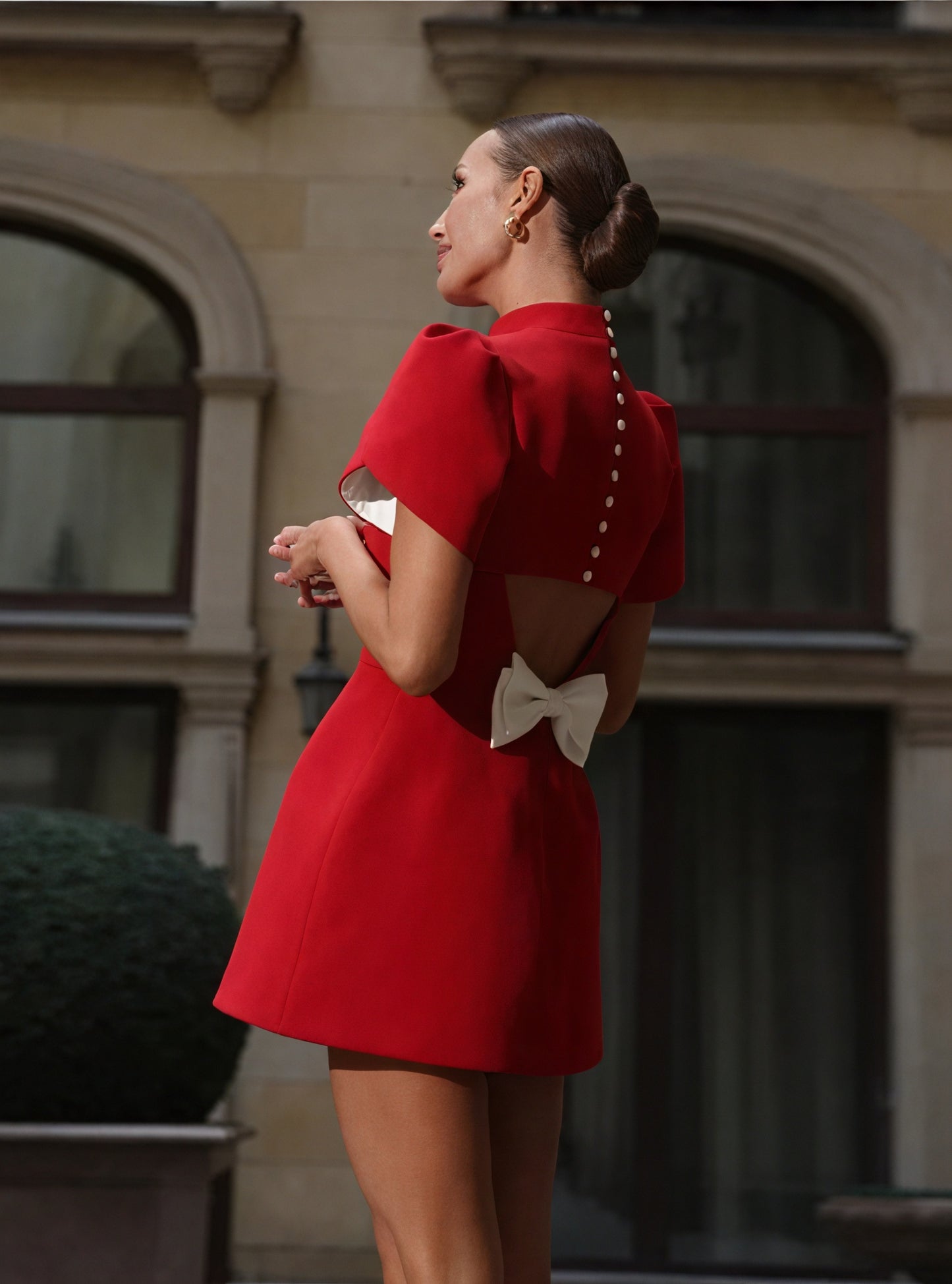 Couture-moda | Elegant Hollow Tie Red Party Mini Dress - Timeless Summer Fashion - Image 5