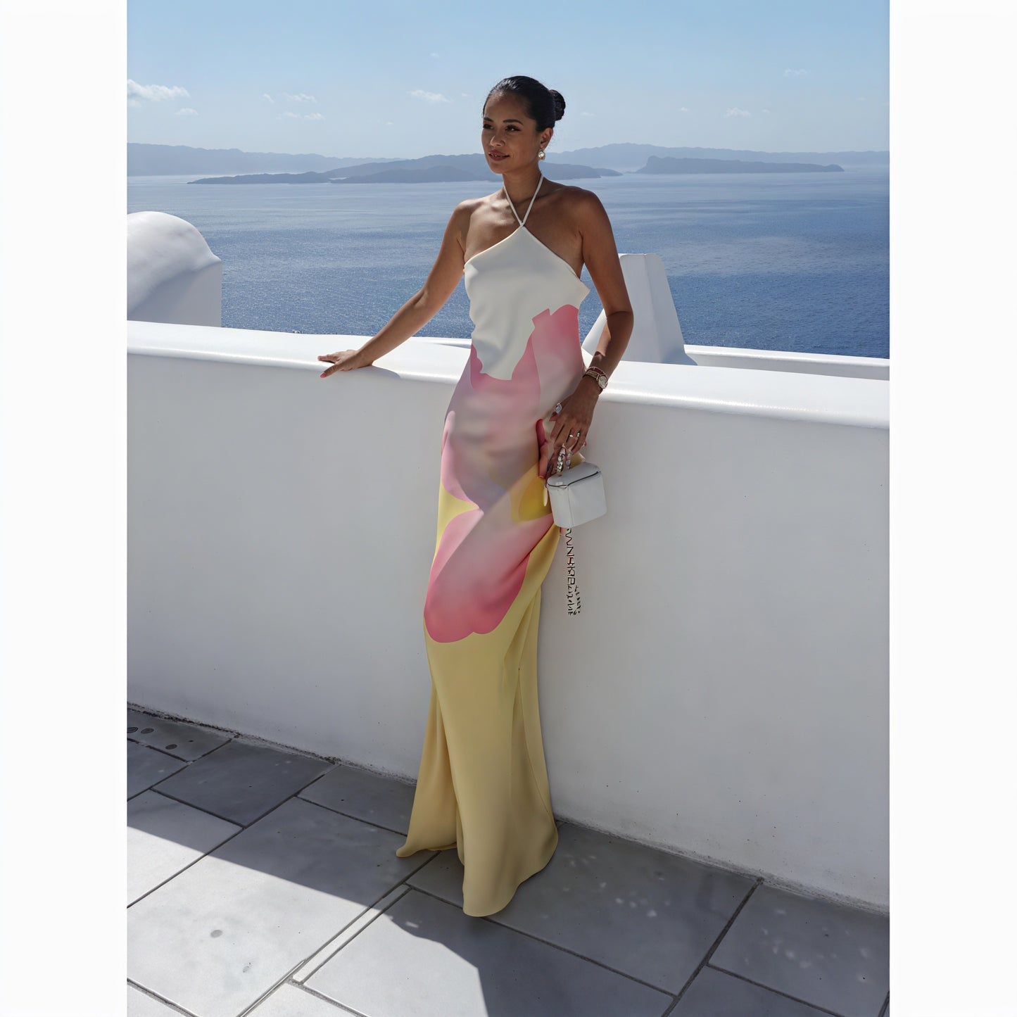 Damen Maxikleid – Ärmellos, One-Shoulder, Halterneck, mit Print-83229-997b5f3a-b6a6-456e-adbf-580426701315