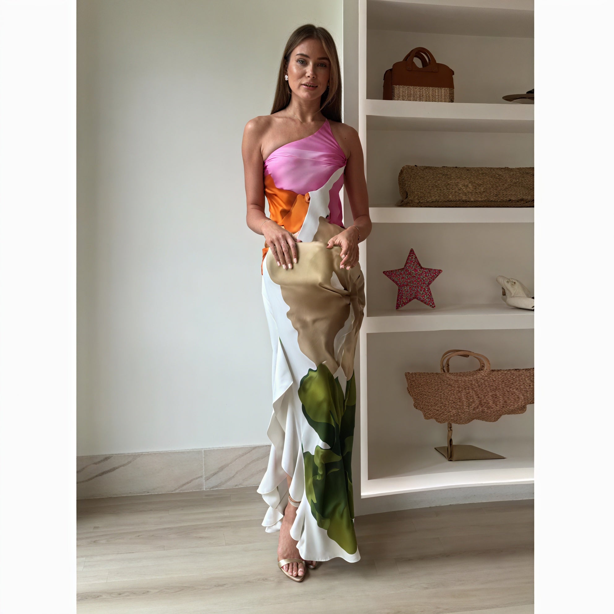 Damen Maxikleid – Ärmellos, One-Shoulder, Halterneck, mit Print-83229-3fabbd06-022b-4225-94d2-9ac7537d0a42