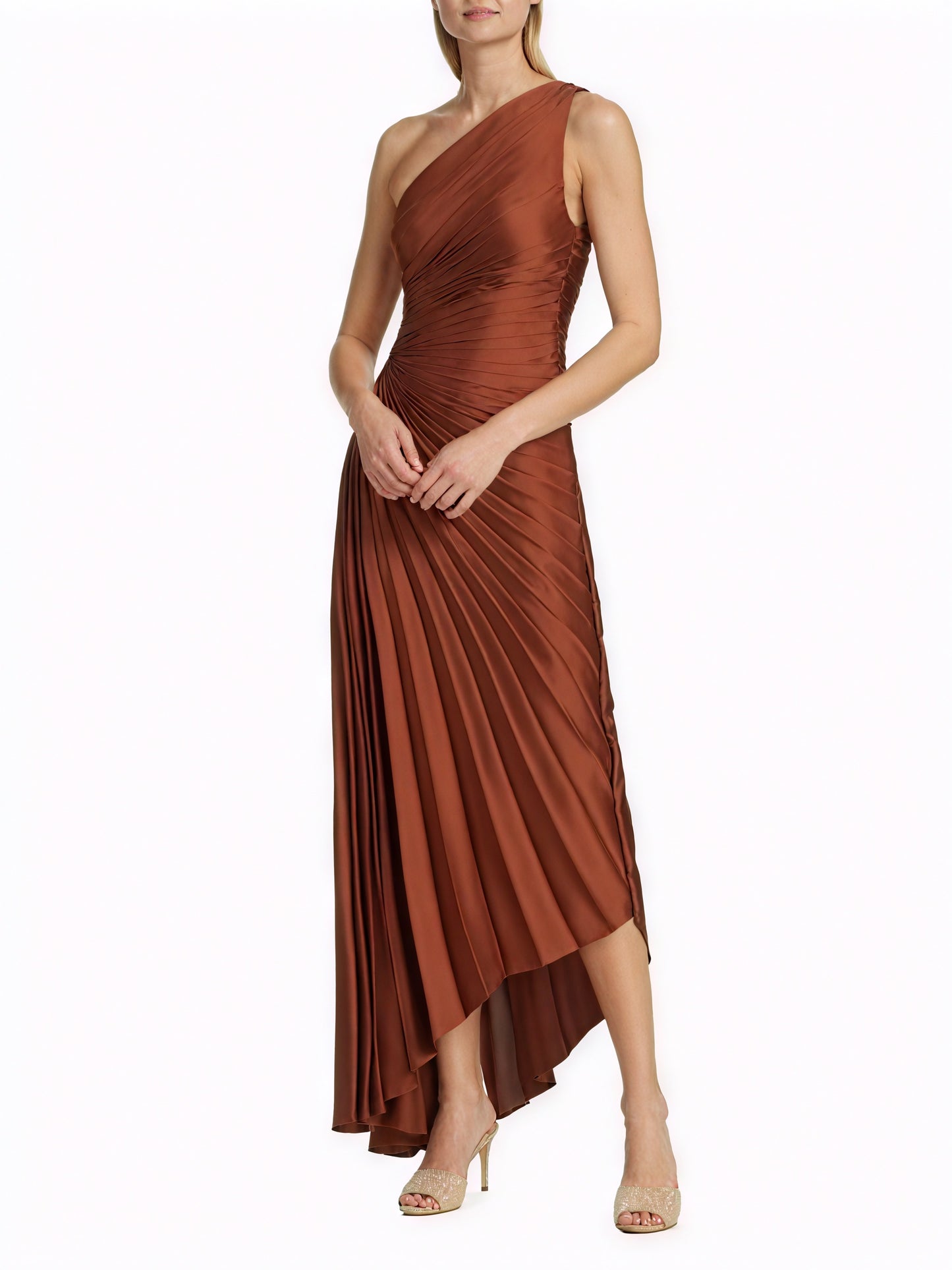 Damen Kleid One-Shoulder Plissee Asymmetrischer Saum Elegant-83236-89a6f483-683d-4125-bfef-14561b9c6c7b