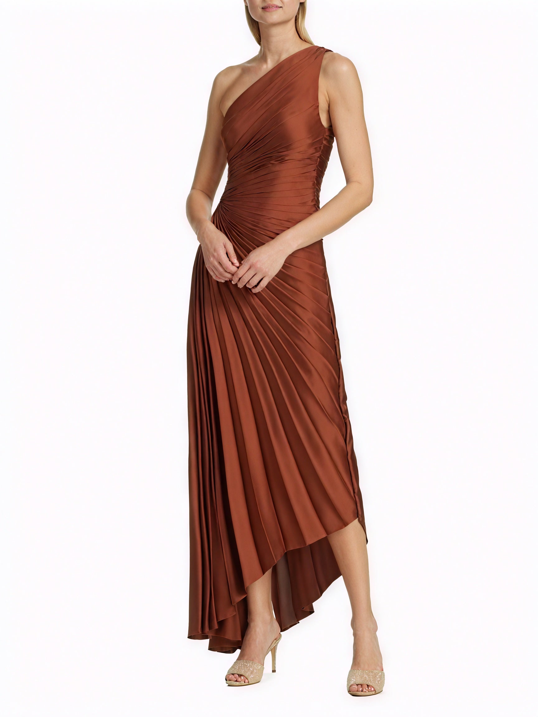 Damen Kleid One-Shoulder Plissee Asymmetrischer Saum Elegant-83236-89a6f483-683d-4125-bfef-14561b9c6c7b