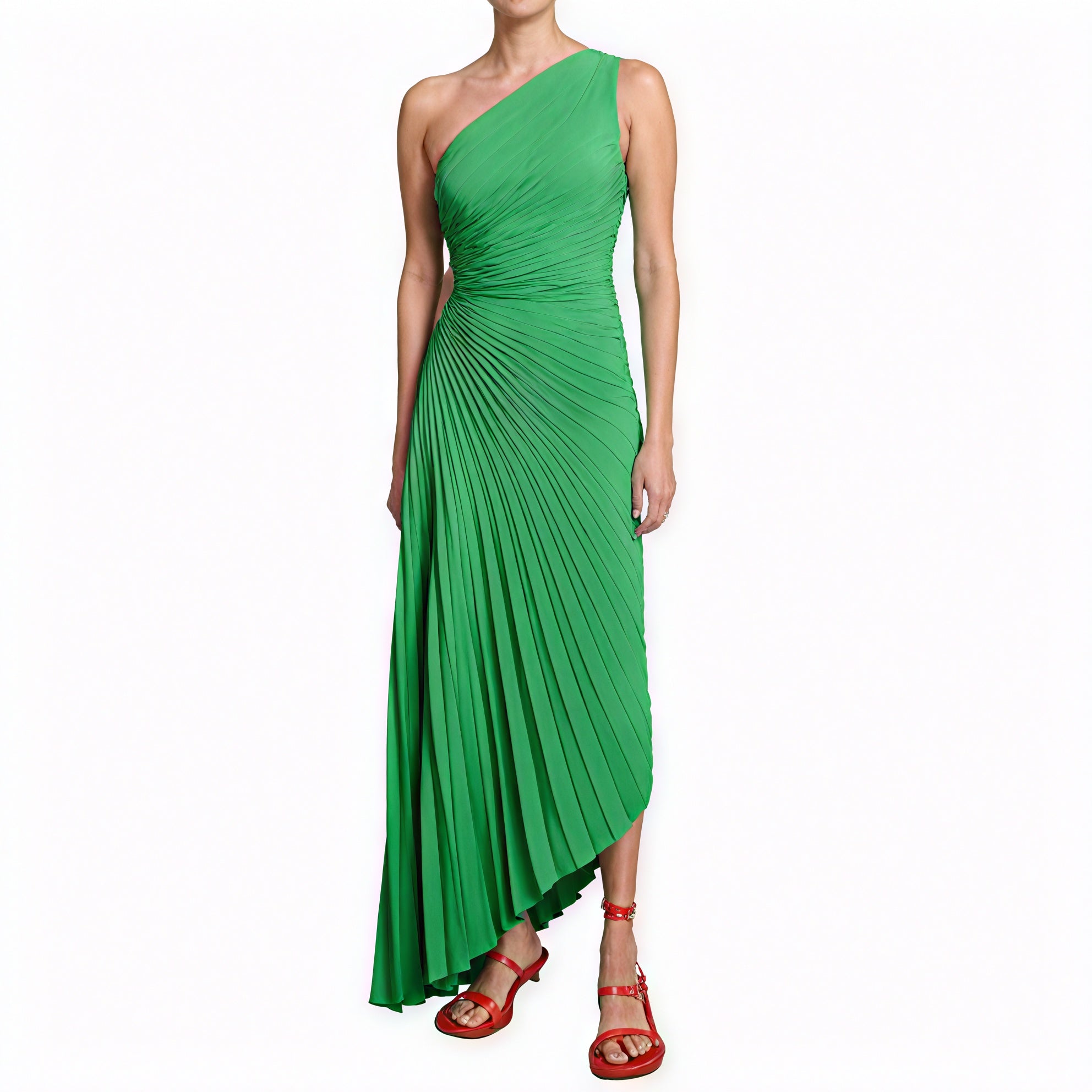 Damen Kleid One-Shoulder Plissee Asymmetrischer Saum Elegant-83236-85249fab-20e9-4d44-a687-a1efdf9b0e7f
