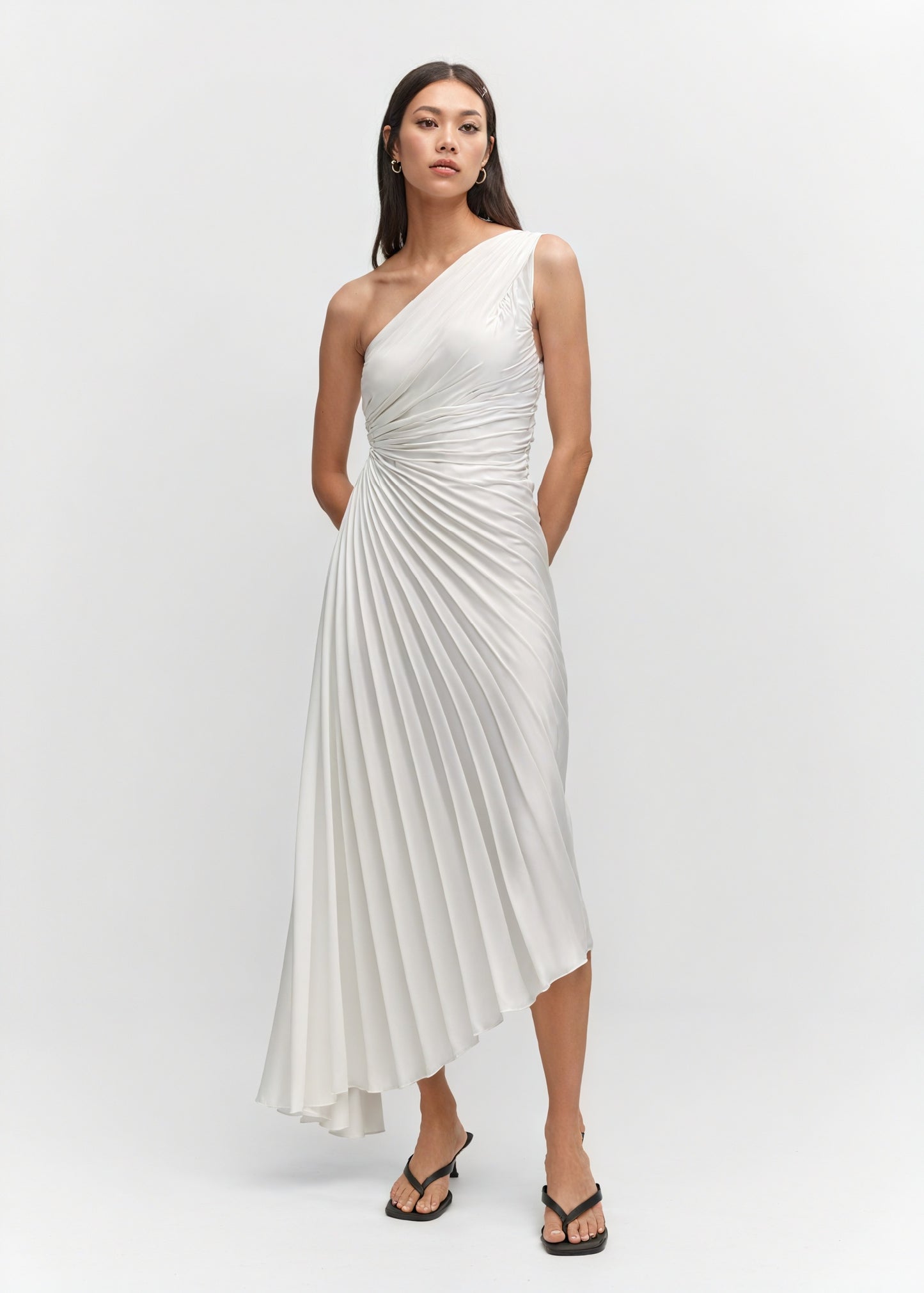 Damen Kleid One-Shoulder Plissee Asymmetrischer Saum Elegant-83236-e9175566-6eb9-4518-b811-9418ceacd562