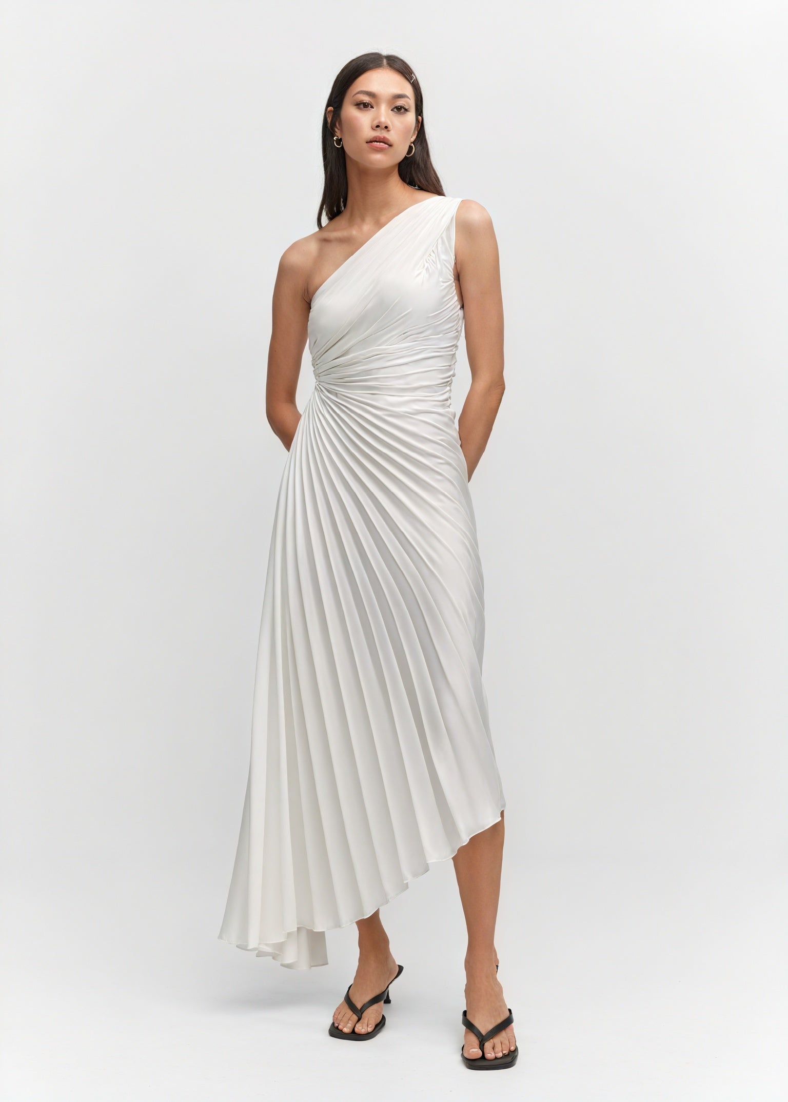 Damen Kleid One-Shoulder Plissee Asymmetrischer Saum Elegant-83236-e9175566-6eb9-4518-b811-9418ceacd562