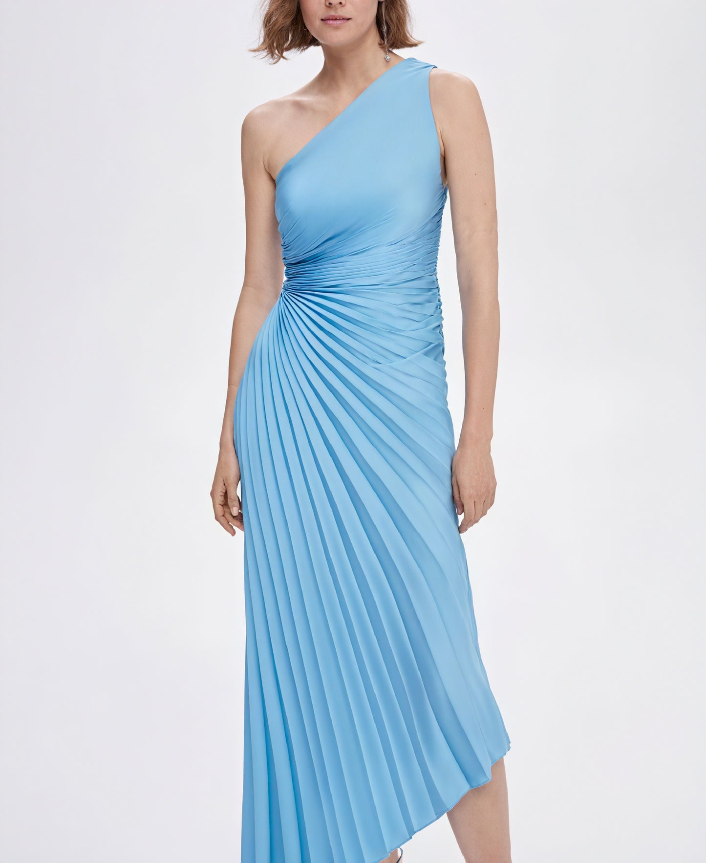 Damen Kleid One-Shoulder Plissee Asymmetrischer Saum Elegant-83236-6aae88f6-57fe-4fdc-be0f-7a67a5e6ad85