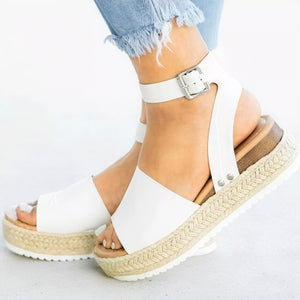 Plateau-Espadrille Sandale mit Knöchelriemen Offene Spitze Sommerlich Bequem Vielseitig-83252-99f71545-efc9-4758-8629-1e8ac1f4aadd