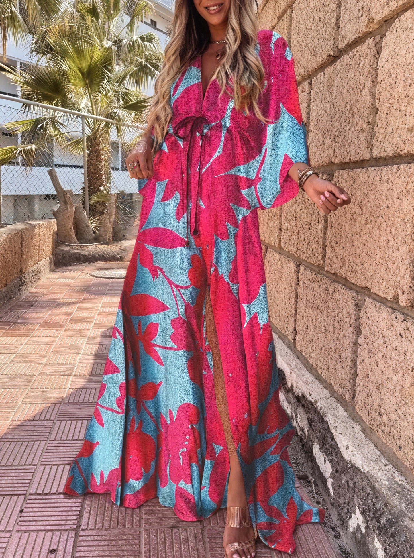 Marilyn | Colorful Maxi Dress with Graphic Print - Image 4
