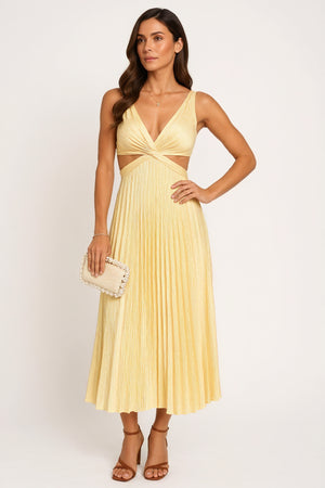 Plissee Midikleid mit Cut-Out Detail