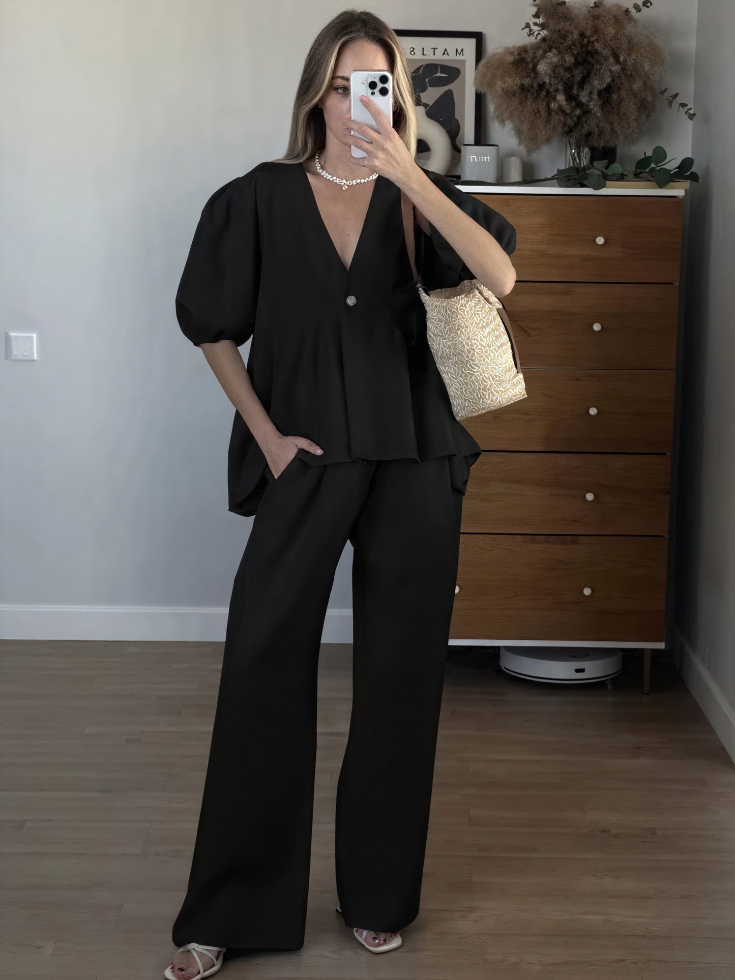 AVA MODA Damen Leinen Zweiteiler – Puffärmel Top & Weite Hose – Passendes Set-83274-36ef262c-df96-42be-9ed8-d7bfc32f7290