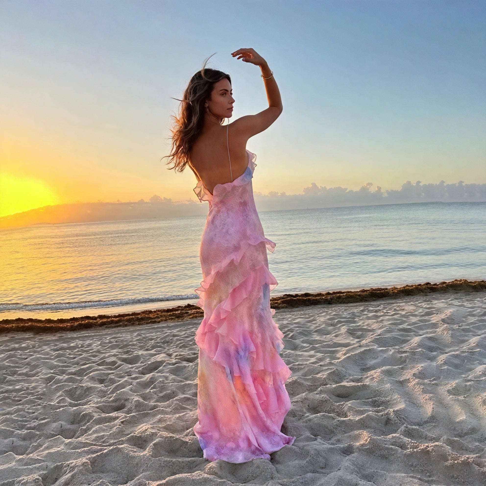 AVA MODA Damen Fließendes Kleid – Ärmellos, Spaghettiträger, Rüschensaum, Sommerlich-83280-901d5f02-4cc7-4b2e-8835-73bc7a3047e7