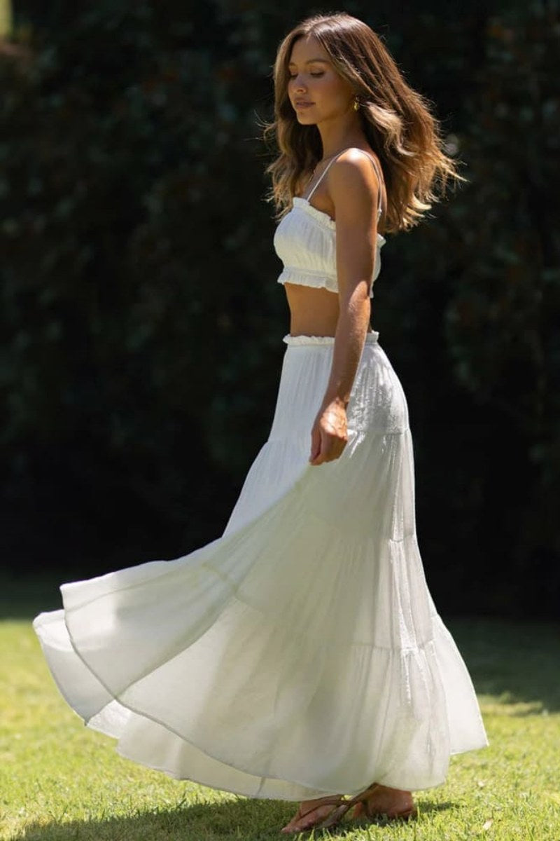 Sommer Set: Spaghettiträger Top, Maxirock