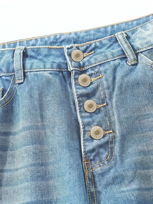 Damen Jeans – Hellblau, Lockere Passform, Gekrempelter Saum, Knopfverschluss-83359-0a2cbd67-8001-4f29-bb0f-8d7acf748bd6