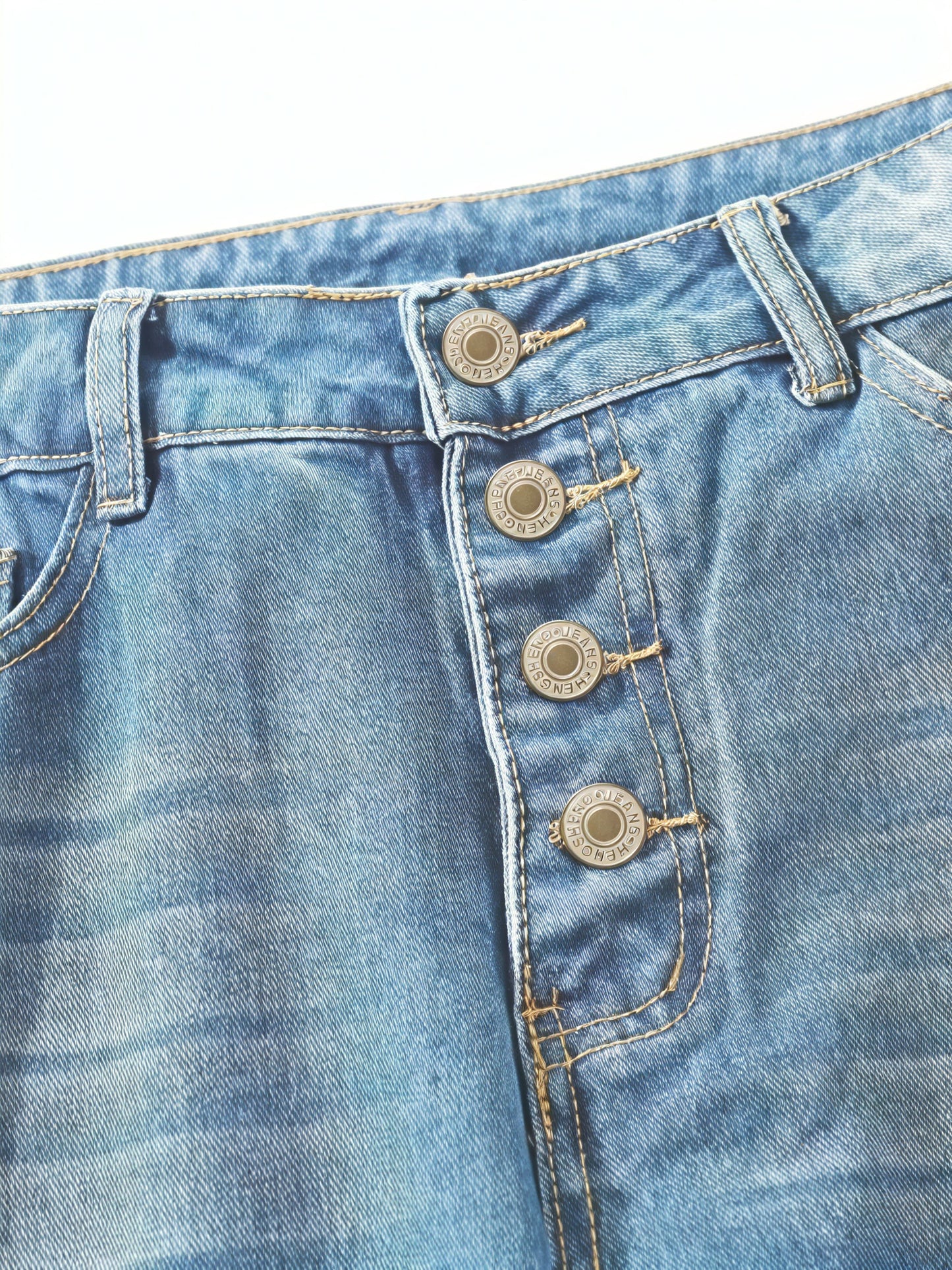 Damen Jeans – Hellblau, Lockere Passform, Gekrempelter Saum, Knopfverschluss-83359-0a2cbd67-8001-4f29-bb0f-8d7acf748bd6