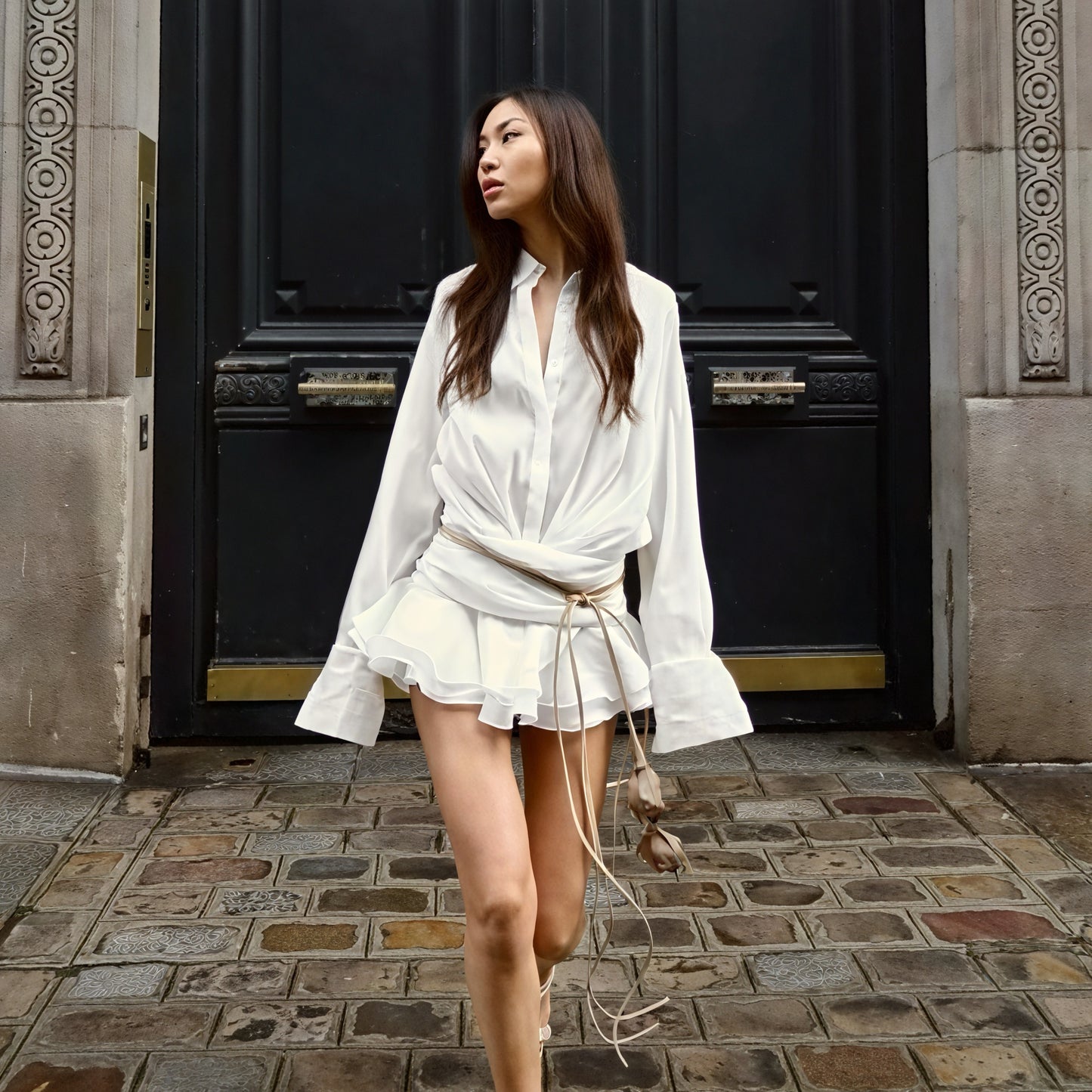 Damen Hemdblusenkleid Weiß Langarm mit Knopfleiste Elegant, AVA MODA-83661-73ff15e4-555d-4e8a-805d-203d4dcf5690