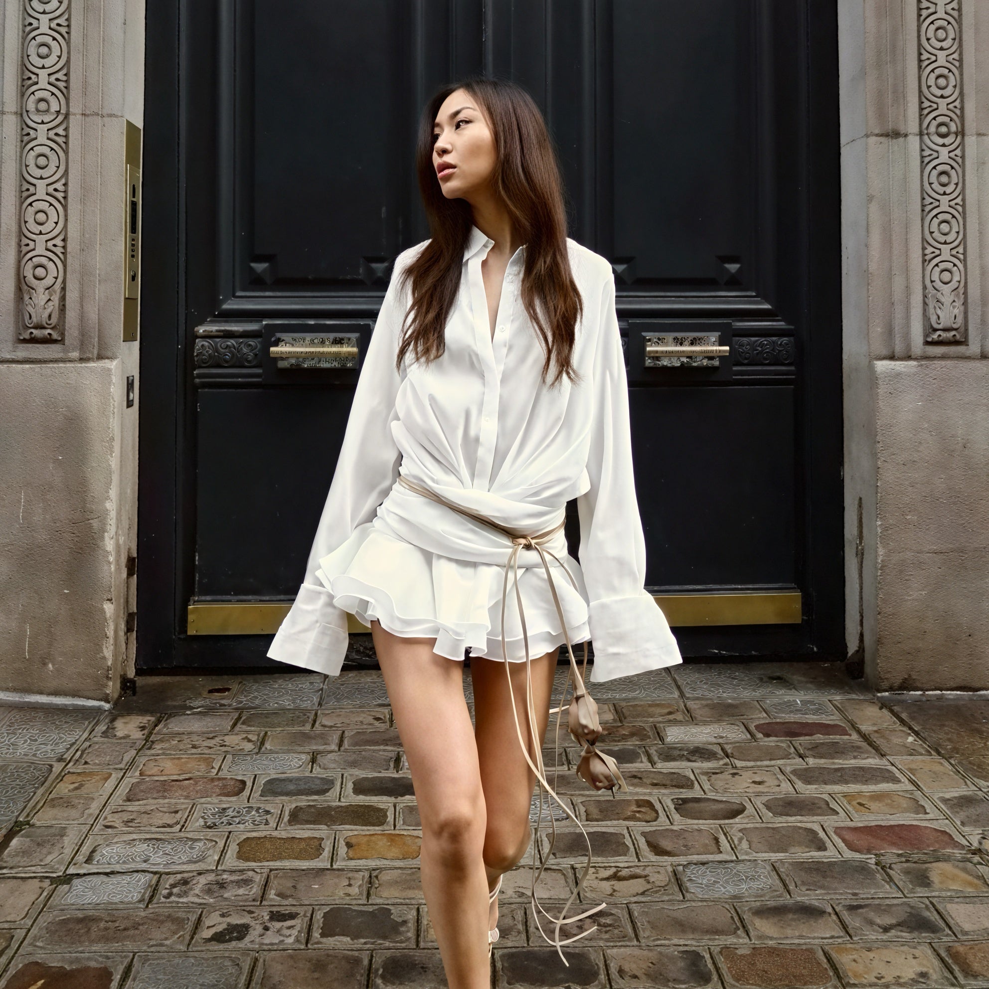 Damen Hemdblusenkleid Weiß Langarm mit Knopfleiste Elegant, AVA MODA-83661-73ff15e4-555d-4e8a-805d-203d4dcf5690