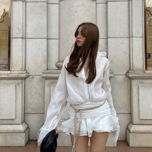 Damen Hemdblusenkleid Weiß Langarm mit Knopfleiste Elegant, AVA MODA-83661-e80965aa-d18f-466b-a5c8-d574a13e7d24