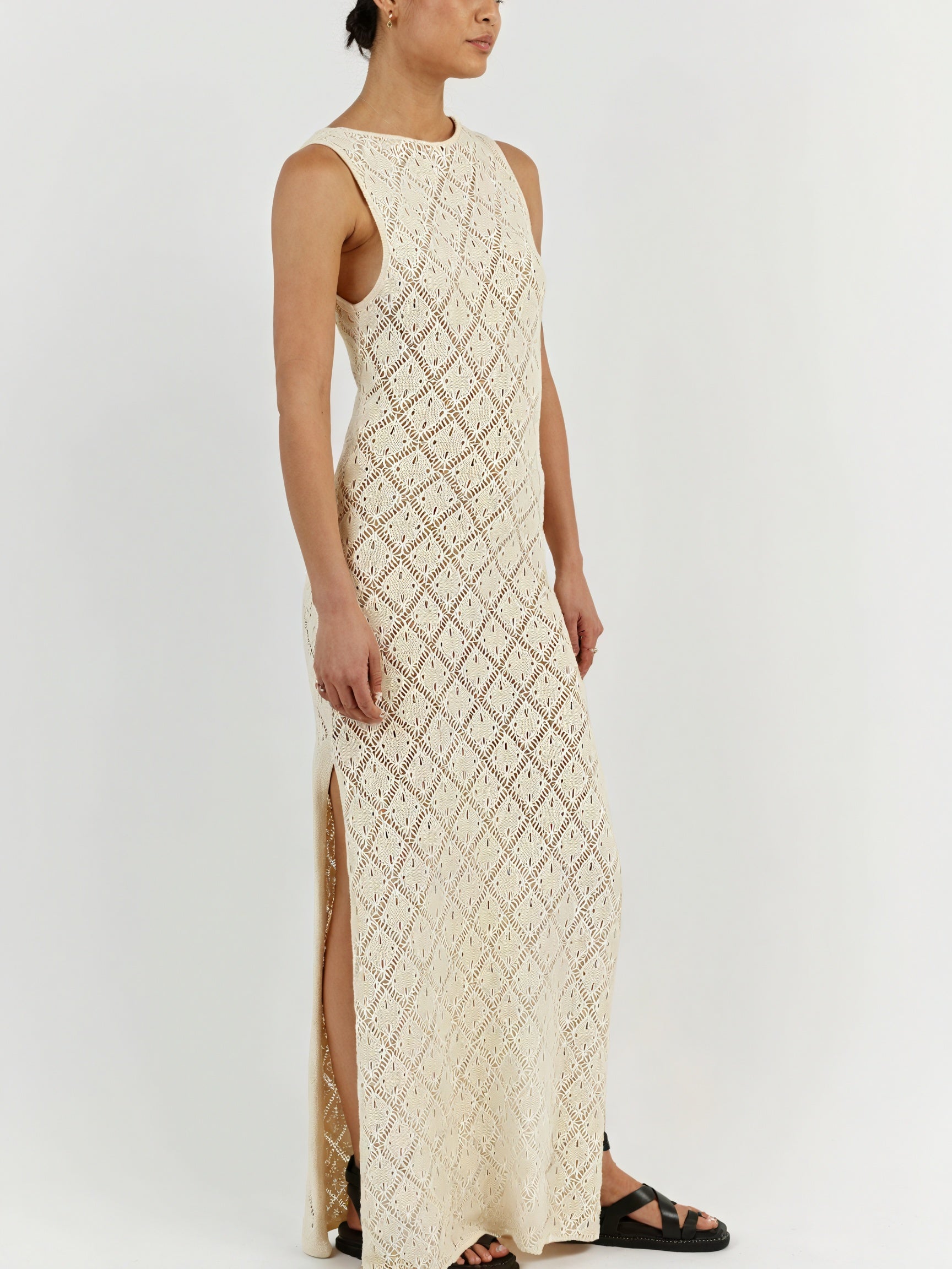 Damen Maxi-Strickkleid – Ärmellos, Offenes Netzdesign, Sommerlich-83712-ec37fc37-321f-4c13-9fbf-889d822c6161