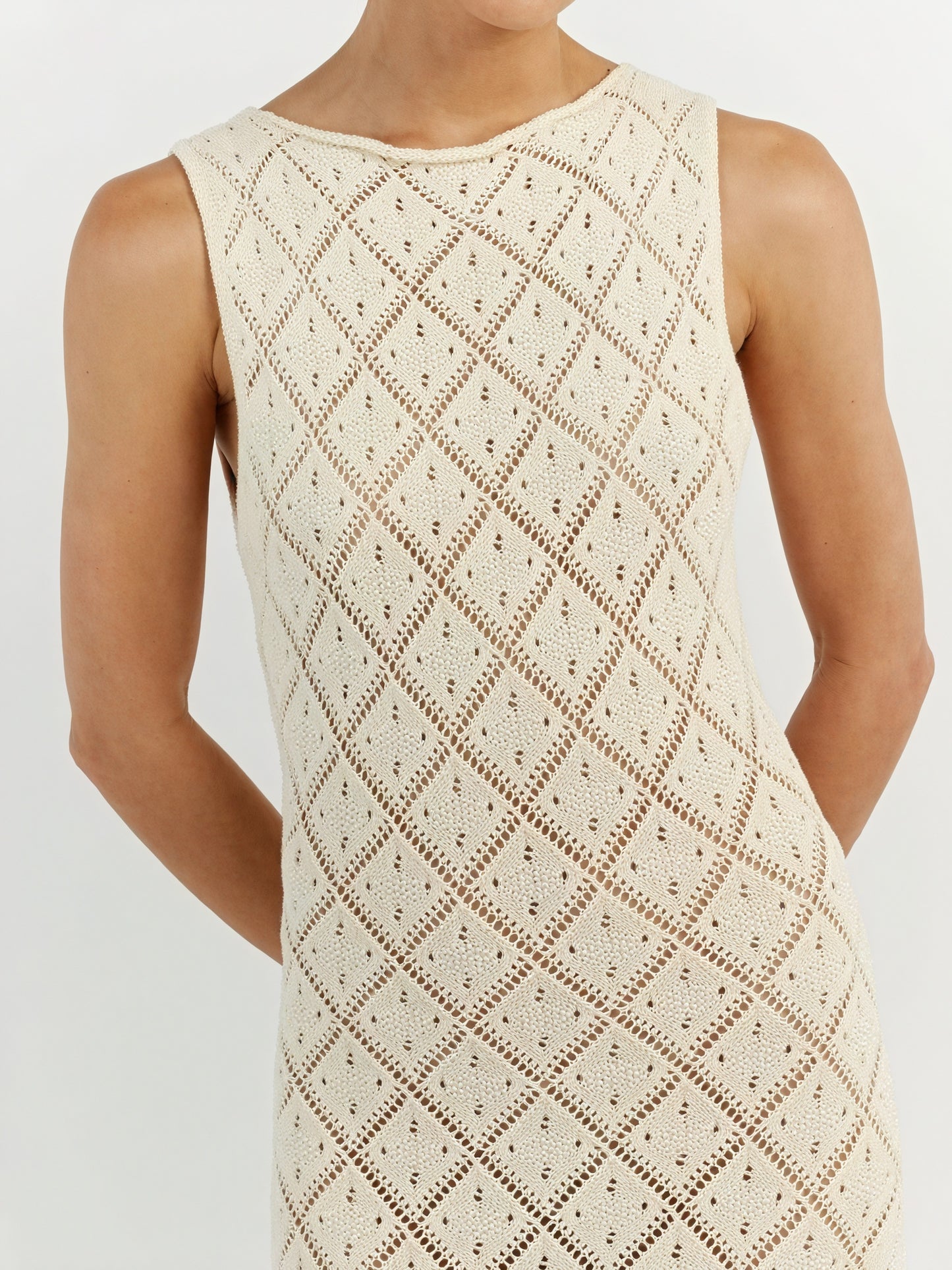 Damen Maxi-Strickkleid – Ärmellos, Offenes Netzdesign, Sommerlich-83712-cdf48d5b-77b5-4035-8e36-45266b86153b