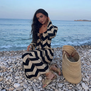 Damen Strickkleid – Chevron Muster, Langarm-83785-e569d523-10d9-4e10-a44b-ece8f932aba3