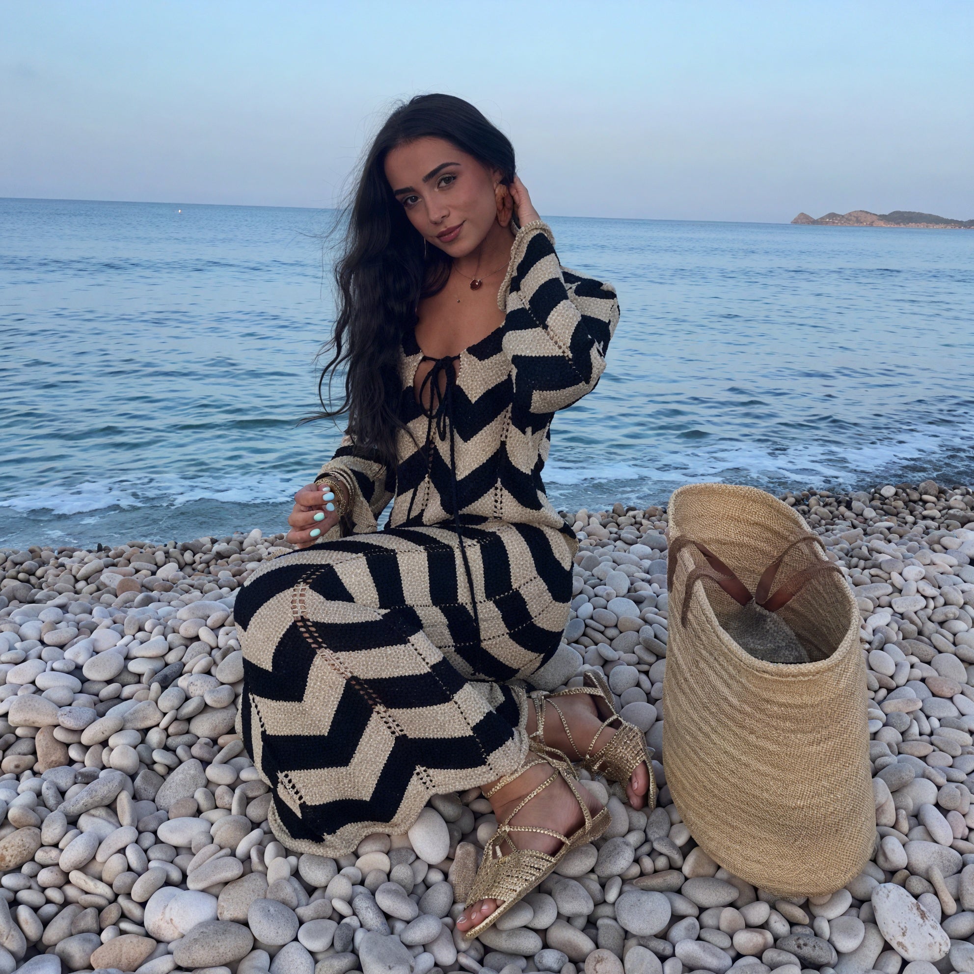 Damen Strickkleid – Chevron Muster, Langarm-83785-e569d523-10d9-4e10-a44b-ece8f932aba3