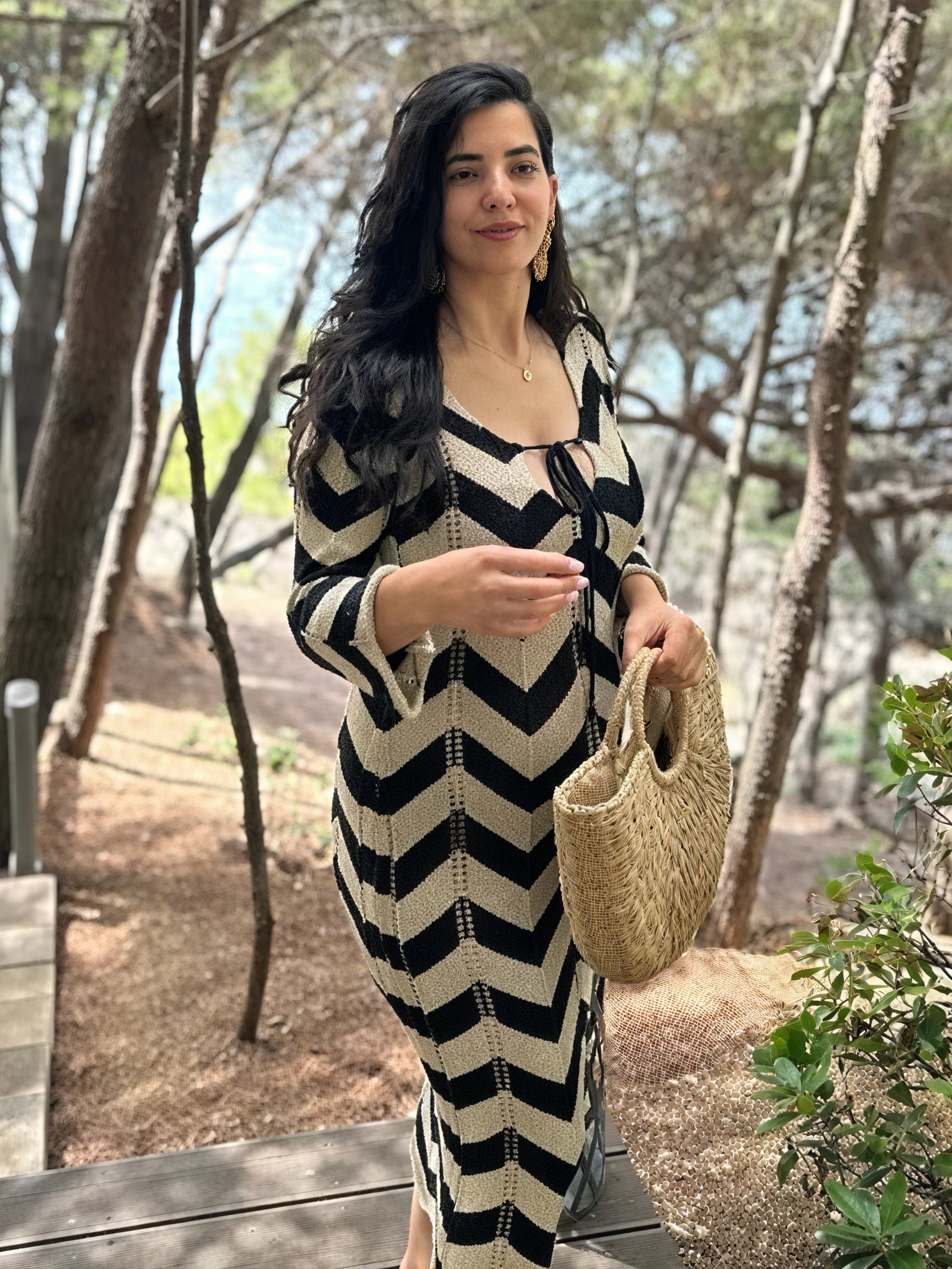 Damen Strickkleid – Chevron Muster, Langarm-83785-518888dc-4574-4c72-8737-747cc2cf4420