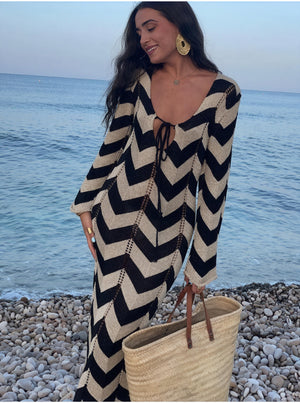 Damen Strickkleid – Chevron Muster, Langarm-83785-8222111a-68bc-4c1d-8d37-22609a994afb