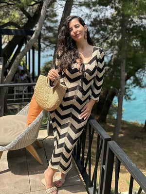 Damen Strickkleid – Chevron Muster, Langarm-83785-f95661c3-49ba-4ad1-b921-56b42e985fc4