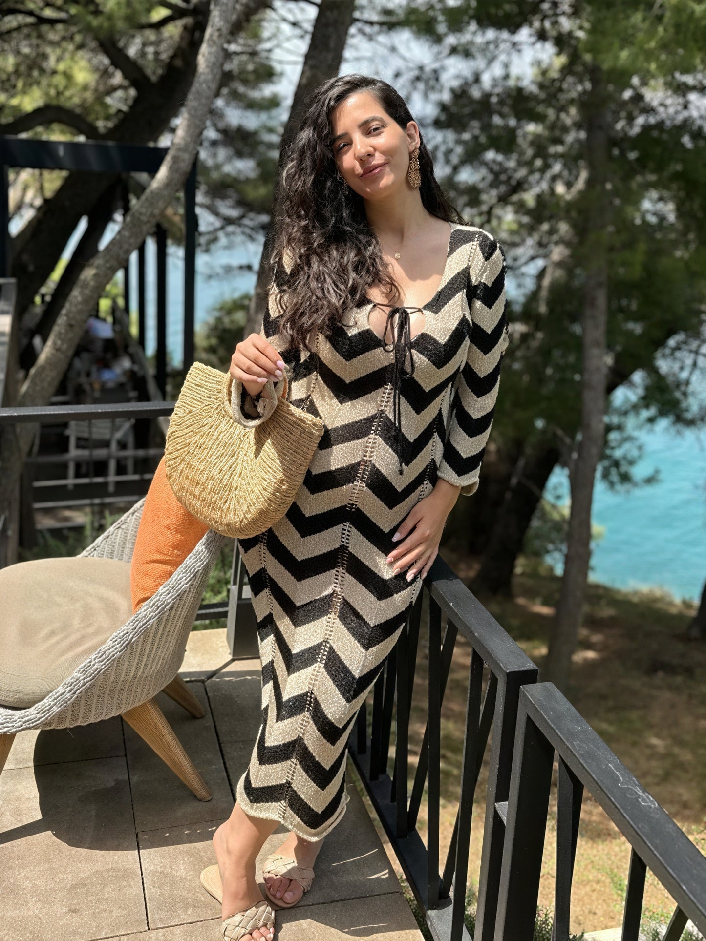 Damen Strickkleid – Chevron Muster, Langarm-83785-f95661c3-49ba-4ad1-b921-56b42e985fc4