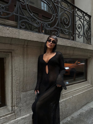 Damen Strickkleid – Sheer Maxi mit Cutout & Langarm-83803-205a1f35-cc43-4ebf-80c3-3e81617e4e08