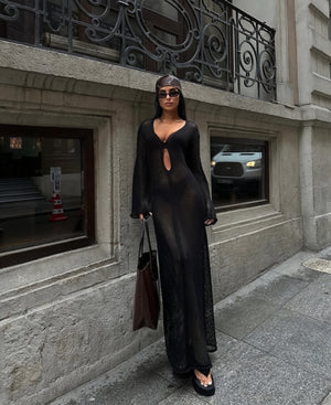 Damen Strickkleid – Sheer Maxi mit Cutout & Langarm-83803-352f5764-6a23-4789-86b7-2a255c022f80