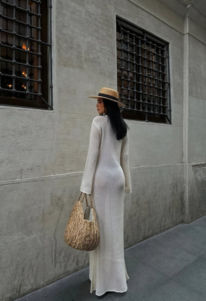 Damen Strickkleid – Sheer Maxi mit Cutout & Langarm-83803-b138df20-eb5c-4a2d-99ef-767bfc8afb15