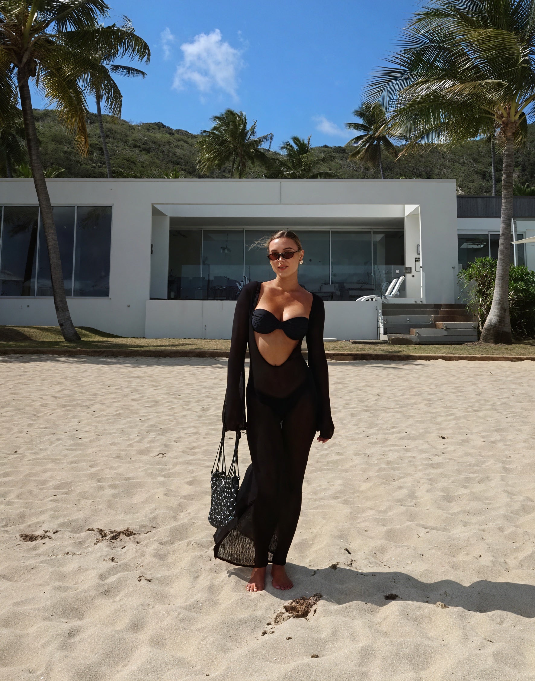 Damen Maxikleid – Transparenter Strick, Lange Ärmel, Leicht-83806-8d094a8b-3067-4ab1-a672-fe405129eca1