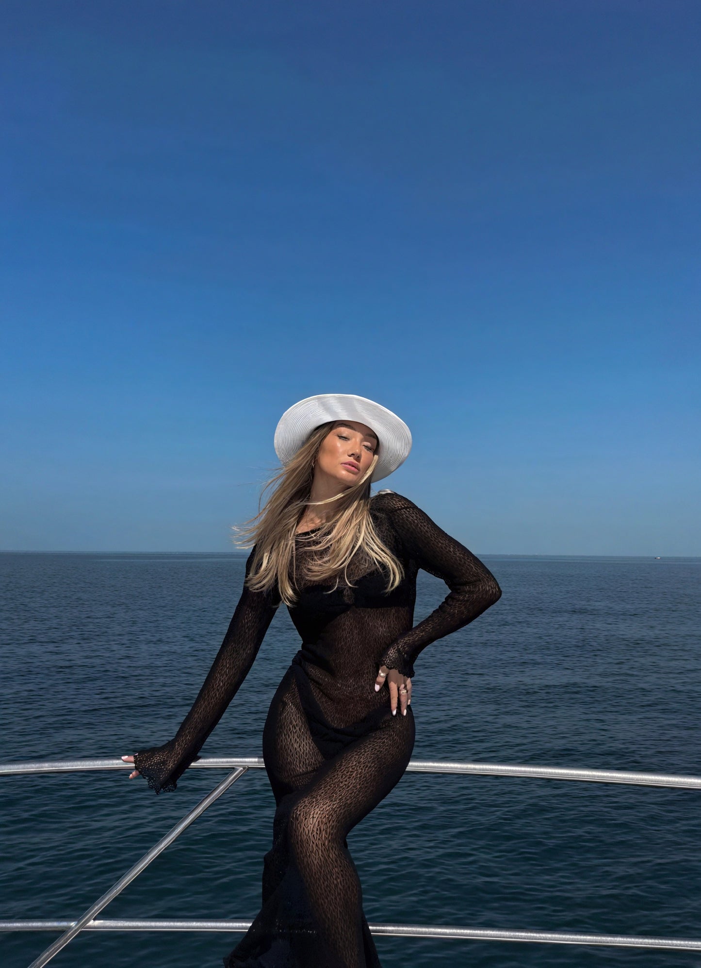 Damen Maxikleid – Transparenter Strick, Lange Ärmel, Leicht-83806-4767f4b8-7943-4bea-99d4-e70ffcc77223