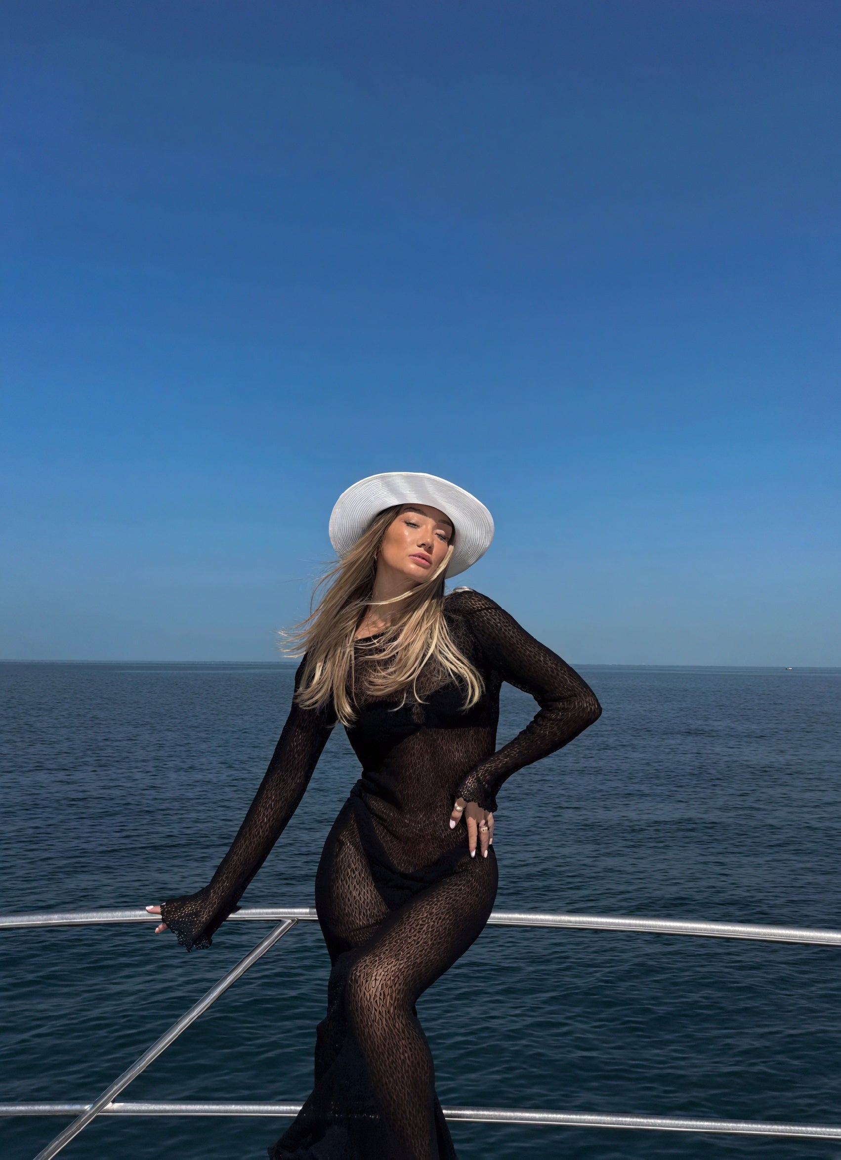 Damen Maxikleid – Transparenter Strick, Lange Ärmel, Leicht-83806-4767f4b8-7943-4bea-99d4-e70ffcc77223