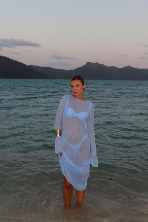 Damen Maxikleid – Transparenter Strick, Lange Ärmel, Leicht-83806-5d76dba6-a308-404c-b5ba-df688b9ead48