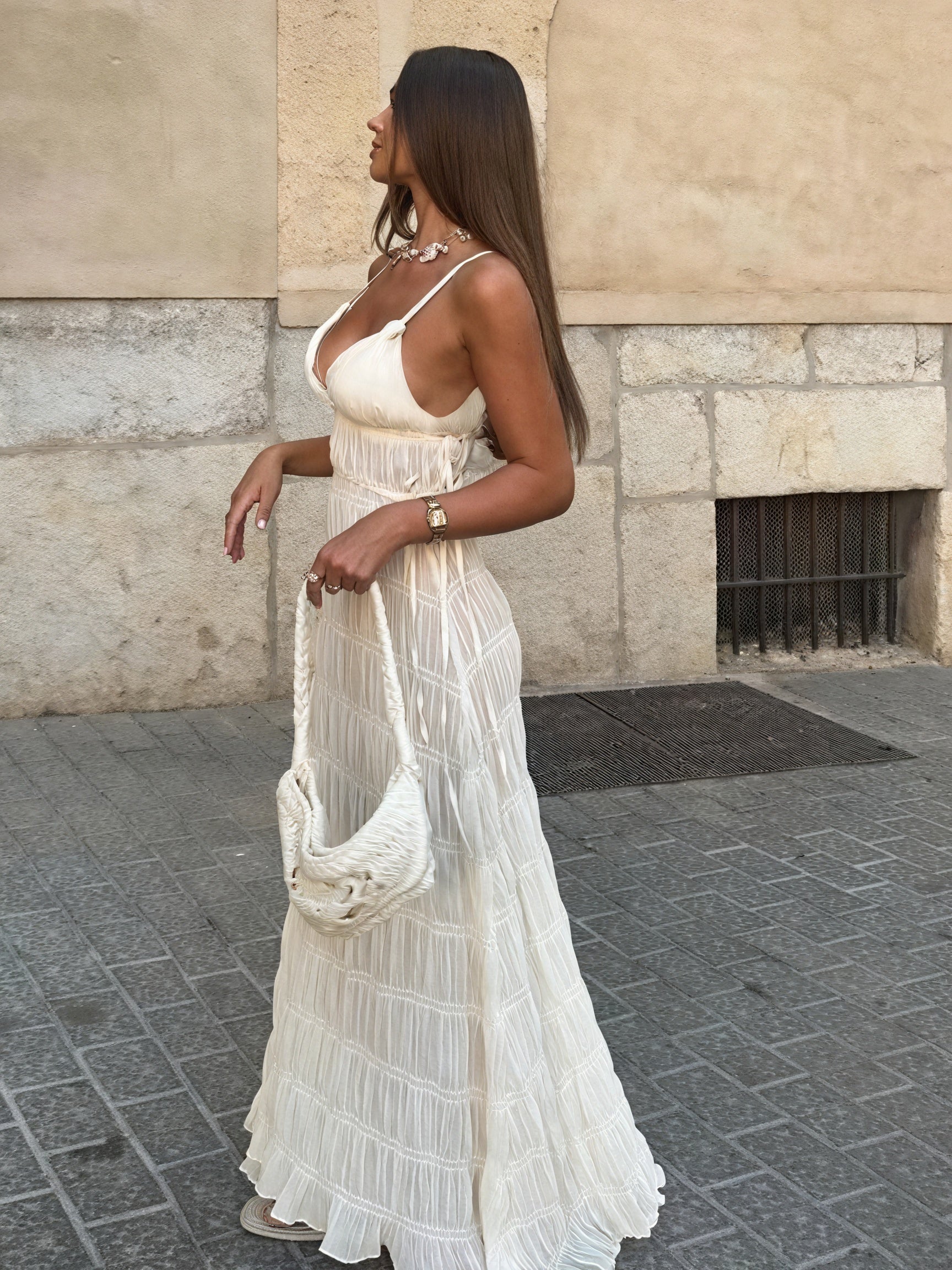 Damen Maxi-Kleid – Plissiert, Fließend, Spaghettiträger, Sommerlich-83811-19891741-1351-4ddb-b672-643e30d6fe50