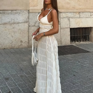 Damen Maxi-Kleid – Plissiert, Fließend, Spaghettiträger, Sommerlich-83811-64a12fdc-6ba1-437d-8064-e21543e86384