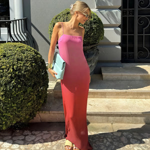 Damen Maxikleid – Ärmellos, Ombre Farbverlauf, Spaghetti-Träger, Elegant, AVA MODA-83812-347688bc-c49d-4c35-9ed2-907afd8e3796