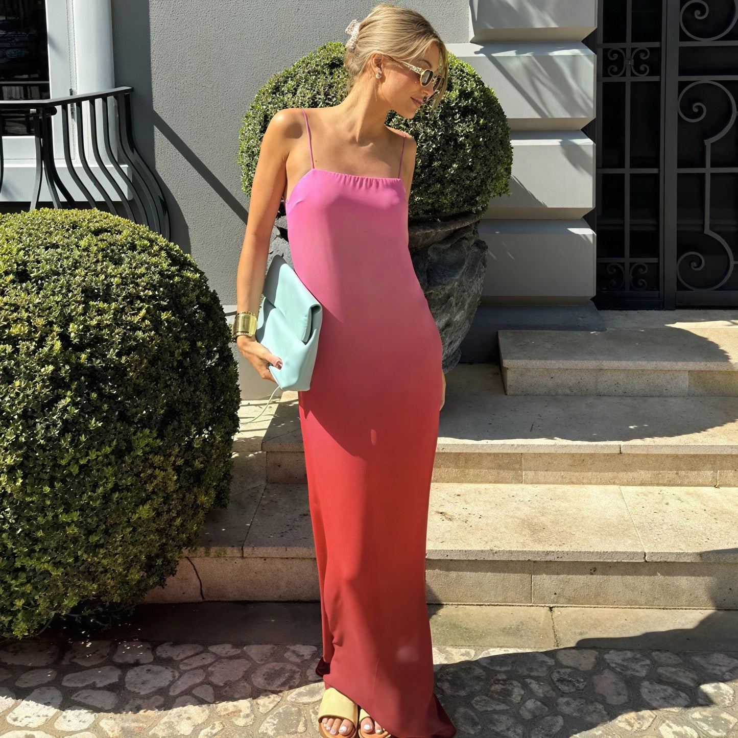 Damen Maxikleid – Ärmellos, Ombre Farbverlauf, Spaghetti-Träger, Elegant, AVA MODA-83812-347688bc-c49d-4c35-9ed2-907afd8e3796